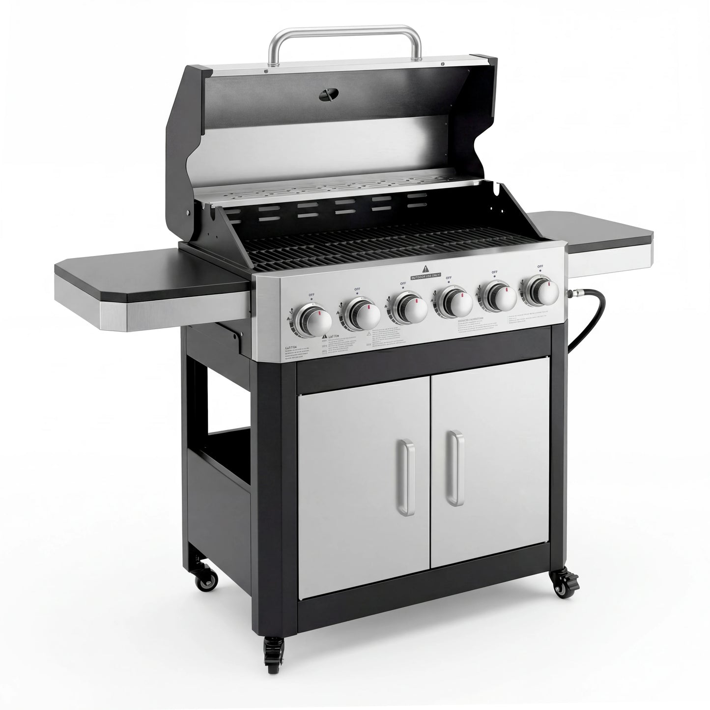 6 Burner Propane Gas Grill 60000 BTU Cabinet Outdoor Stainless Steel