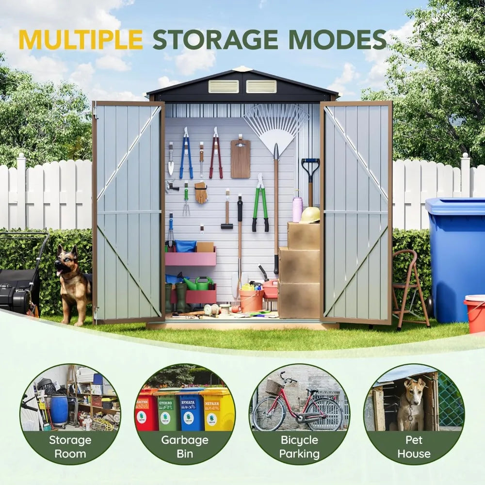 Tongyue Outdoor Steel Storage Shed With Lockable Doors Garden
