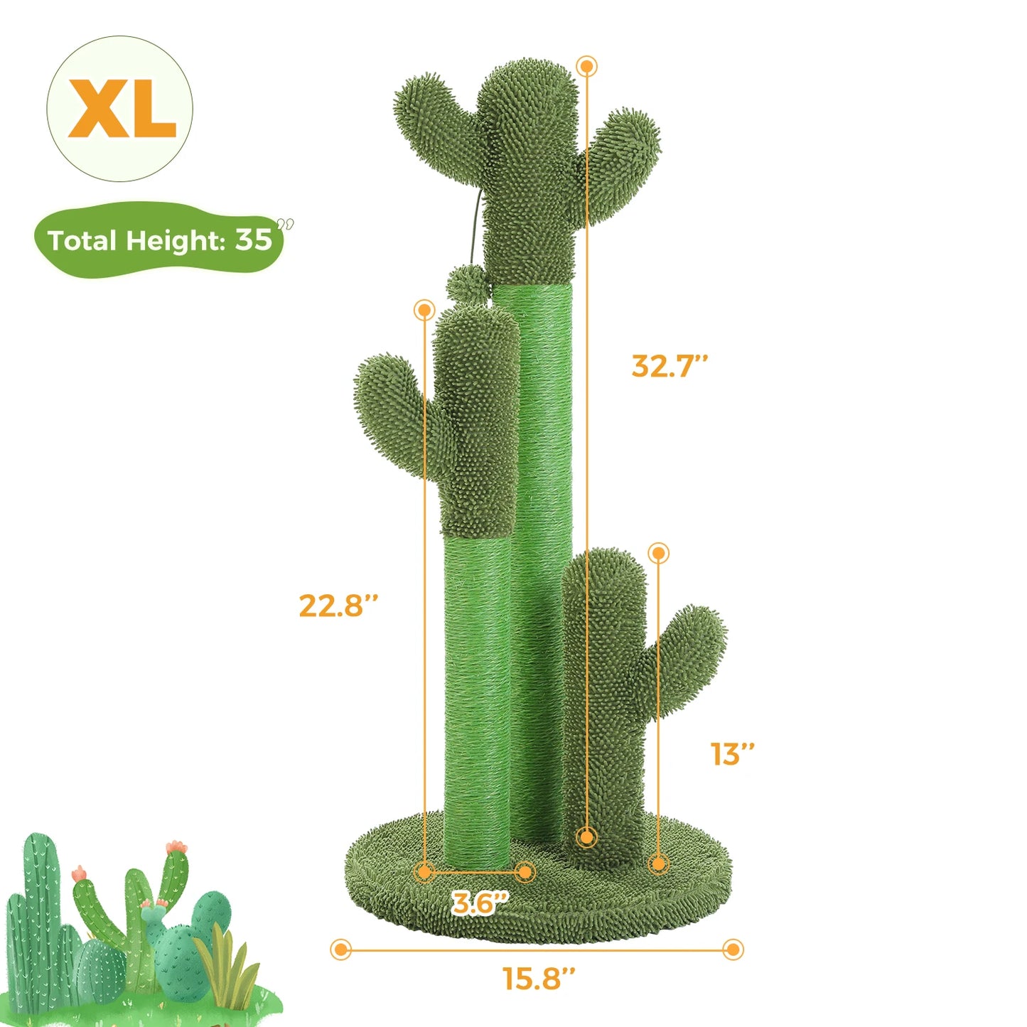 PEQULTICN Cactus Cat Tree with Condo Hammock and Scratching Post