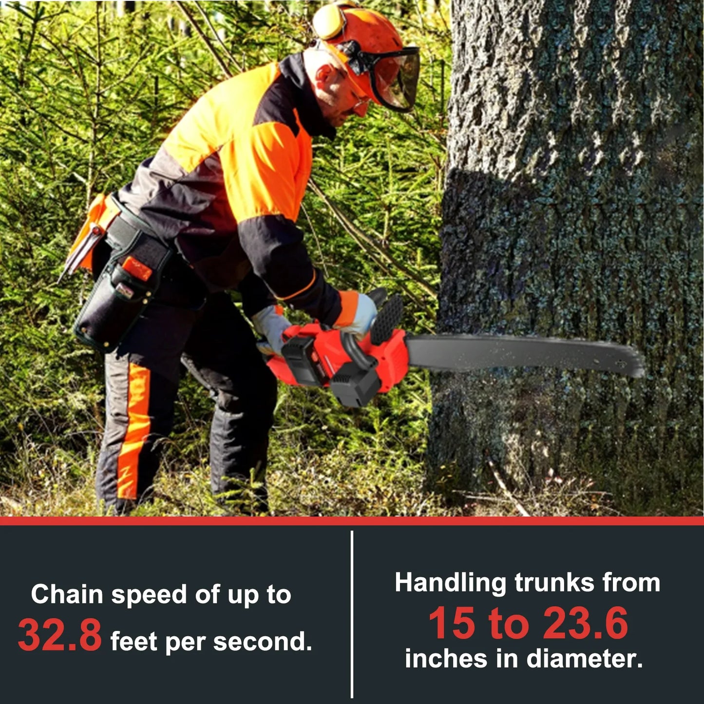 42V Cordless Brushless Chainsaw With Two Batteries And Chargers