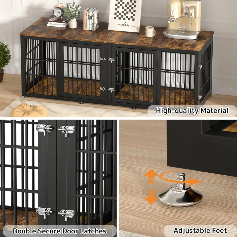 Double Dog Crate Furniture Heavy Duty Divider For Two Dogs