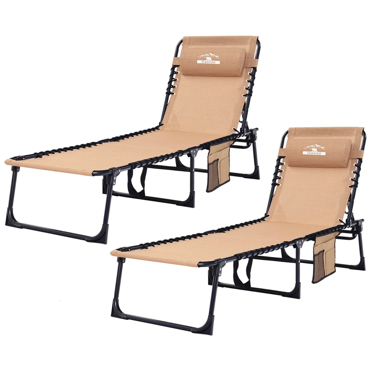 Tisetrail 2 Pack Folding Chaise Lounge Chairs With 5 Positions