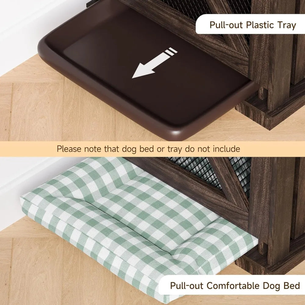 Dog Crate Furniture With Storage Drawers And Removable Divider