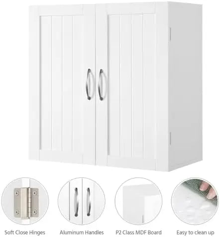 Charge Unit Wall Mount Cabinet 2-Door Bathroom Kitchen Storage