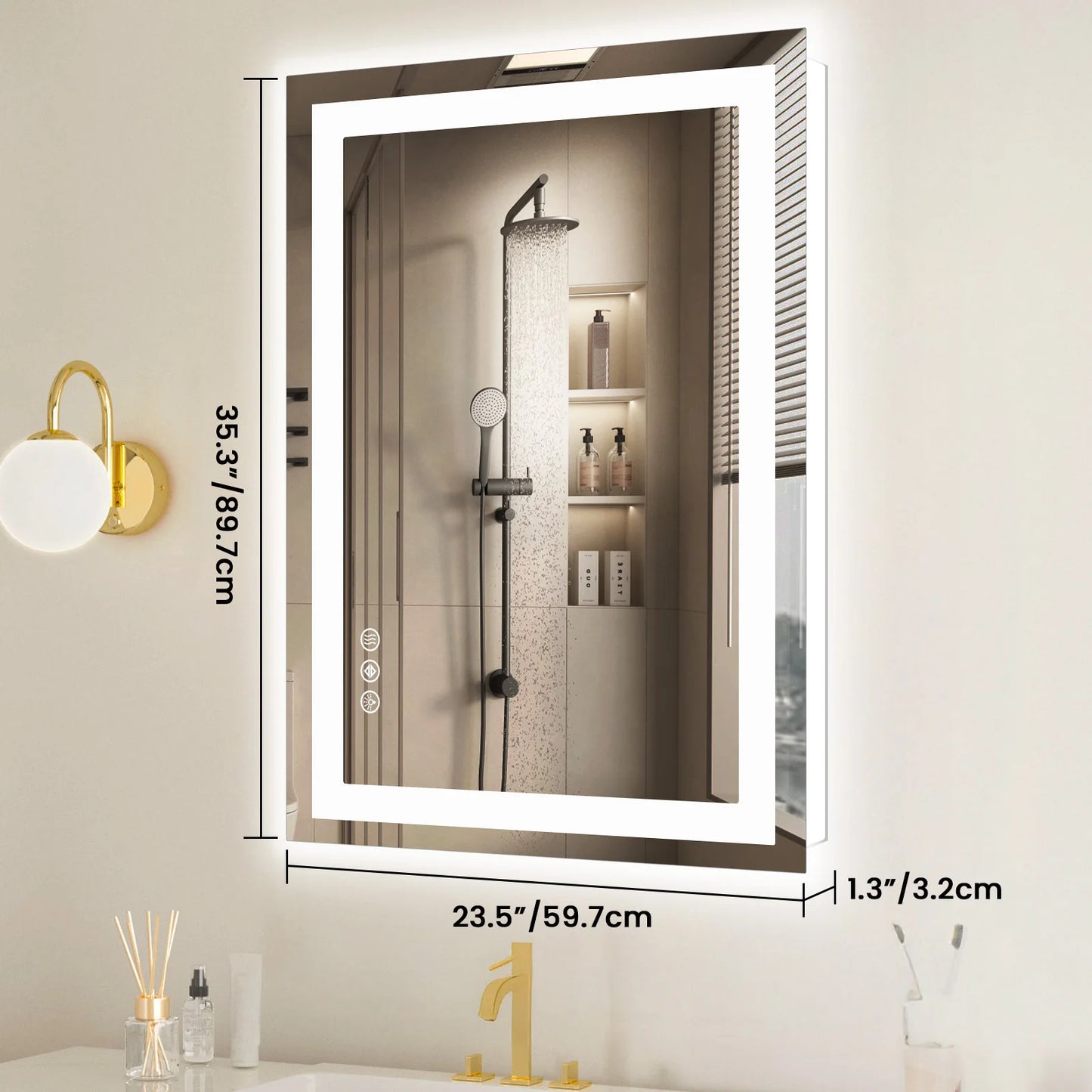 JHK LED Mirror With Front And Backlit Memory Function