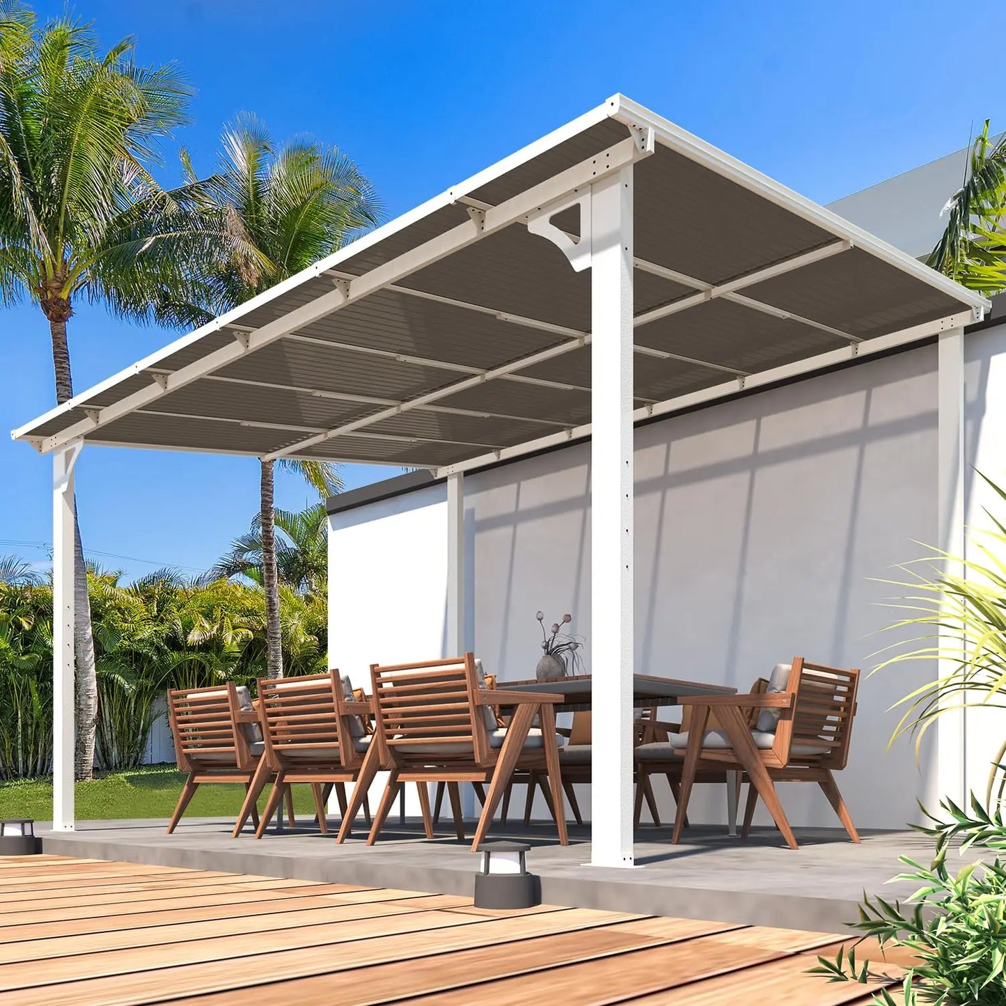 Metal Wall Gazebo Hard Top Pergola for Outdoor Patio