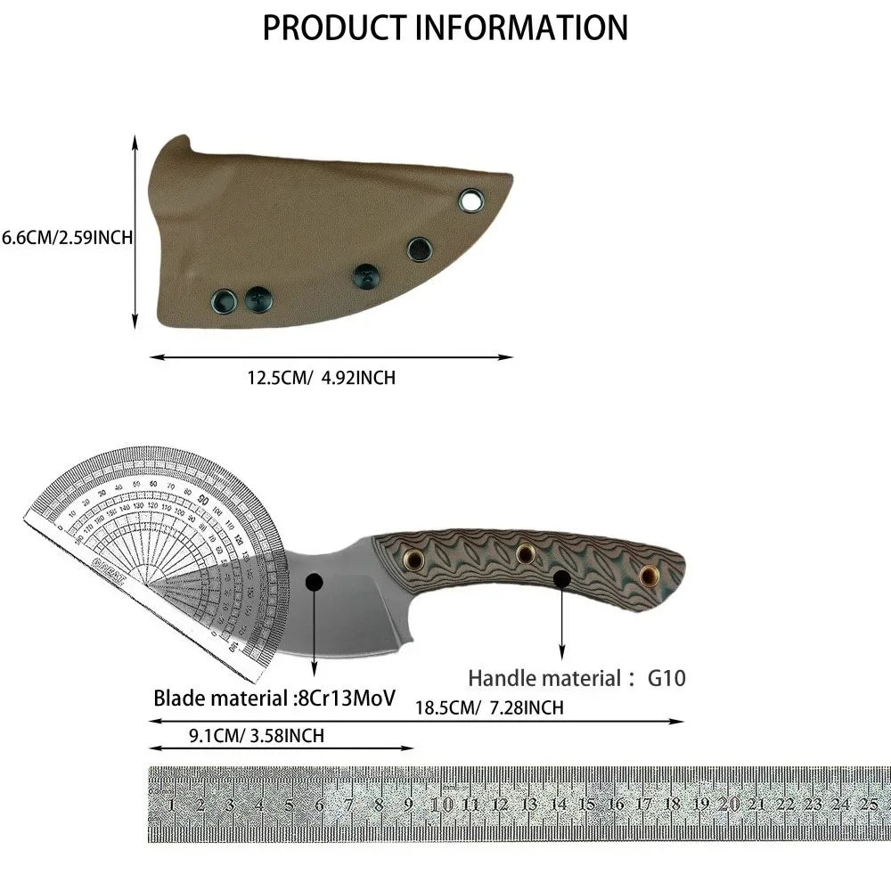 DIY Supplies Survival Fixed Blade Knife With G10 Handle Sheath