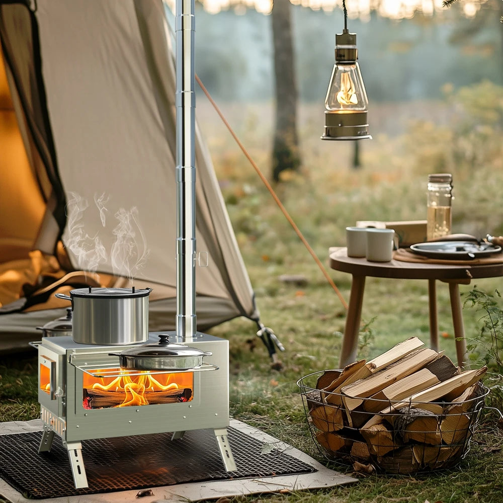 Portable Stainless Steel Wood Burning Stove For Camping