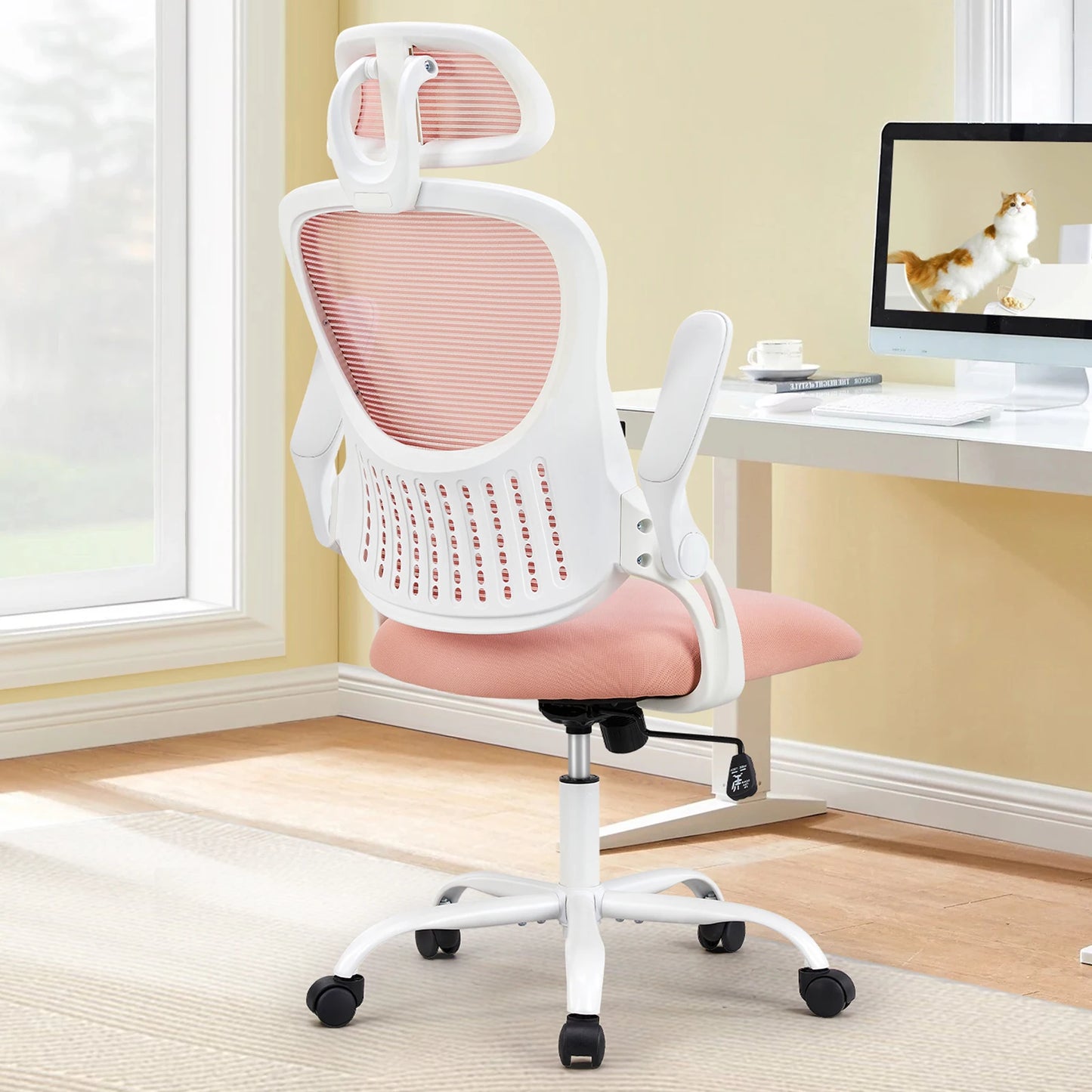 JHK Ergonomics Mesh Office Chair With Flip Armrests Lumbar Support