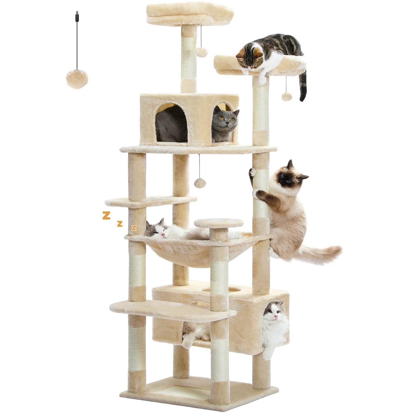 PEQULTICN Multi Level Cat Tree Tower With Hammock And Posts