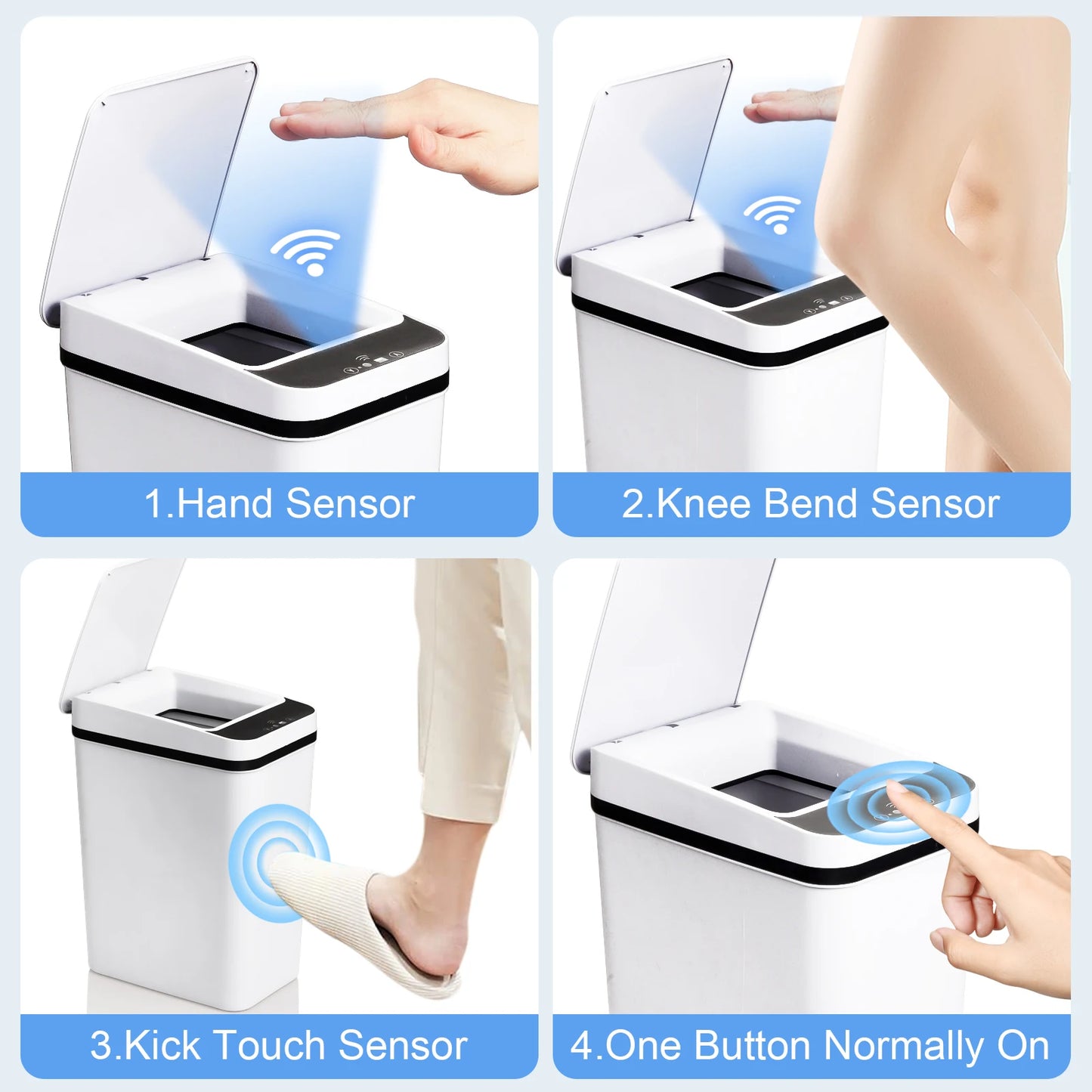 NONECN 2 Pack 12L Touchless Motion Sensor Trash Cans Lid