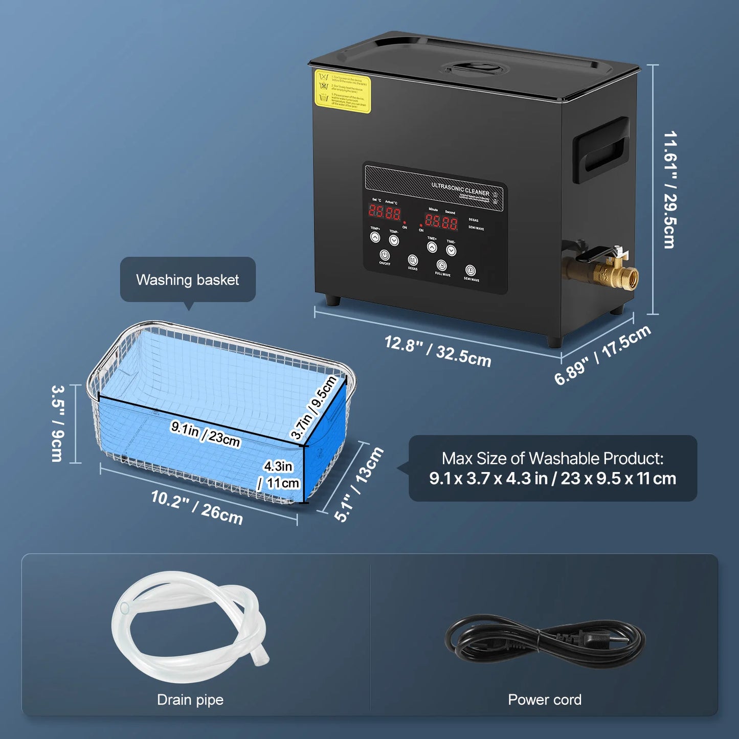 SucceBuy Ultrasonic Cleaner With Timer Portable Home Appliance
