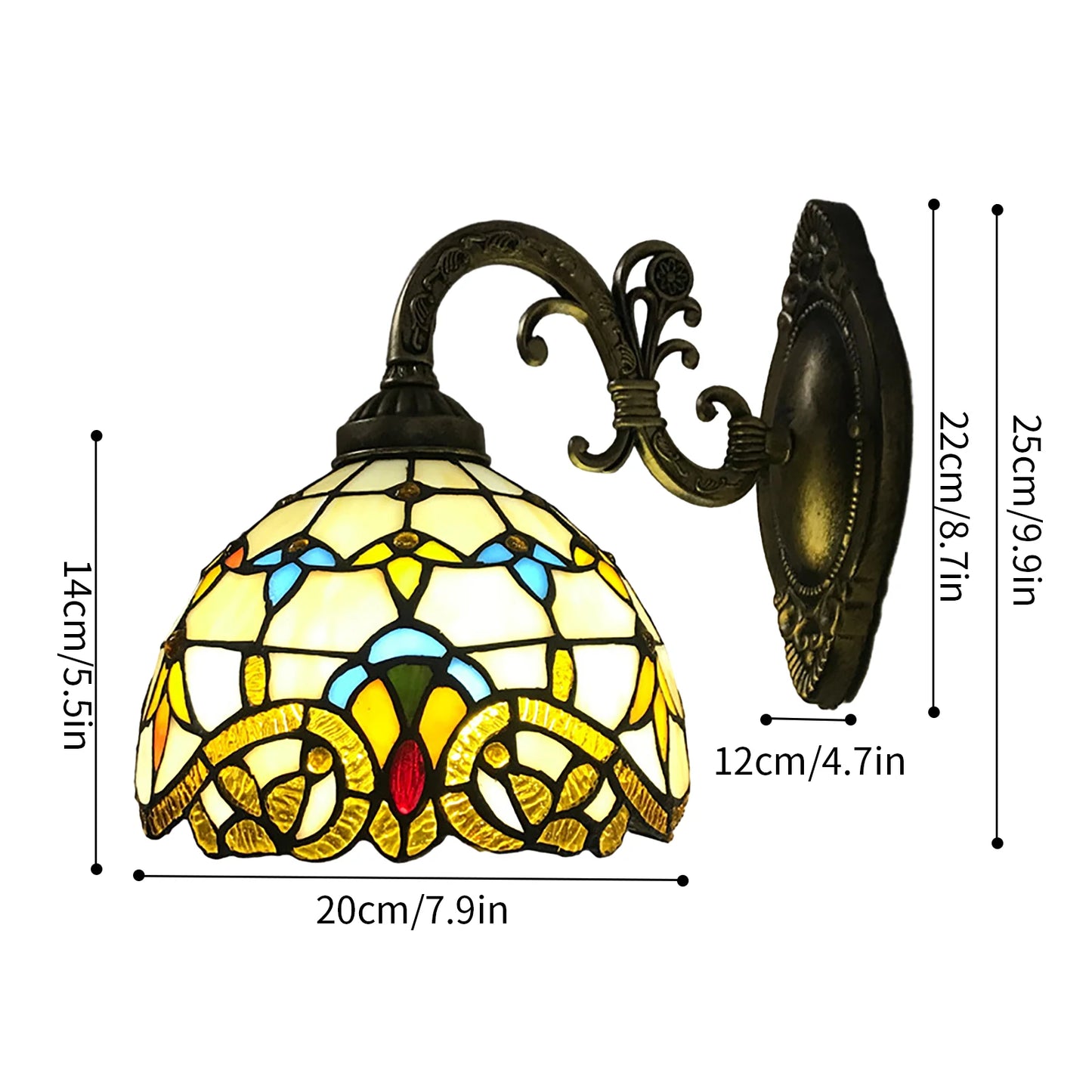 Tiffany Vintage Wall Lamp Dome Light For Living Room Bedroom