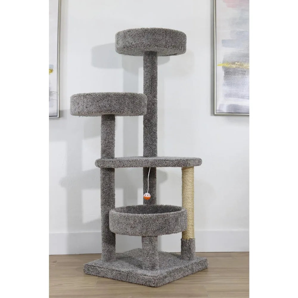 DAFIFY Solid Wood Cat Tower With Sturdy Three Tier Beds