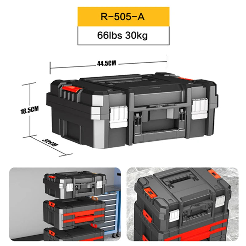 Delixi Plastic Stackable Roller Tool Box With Handle