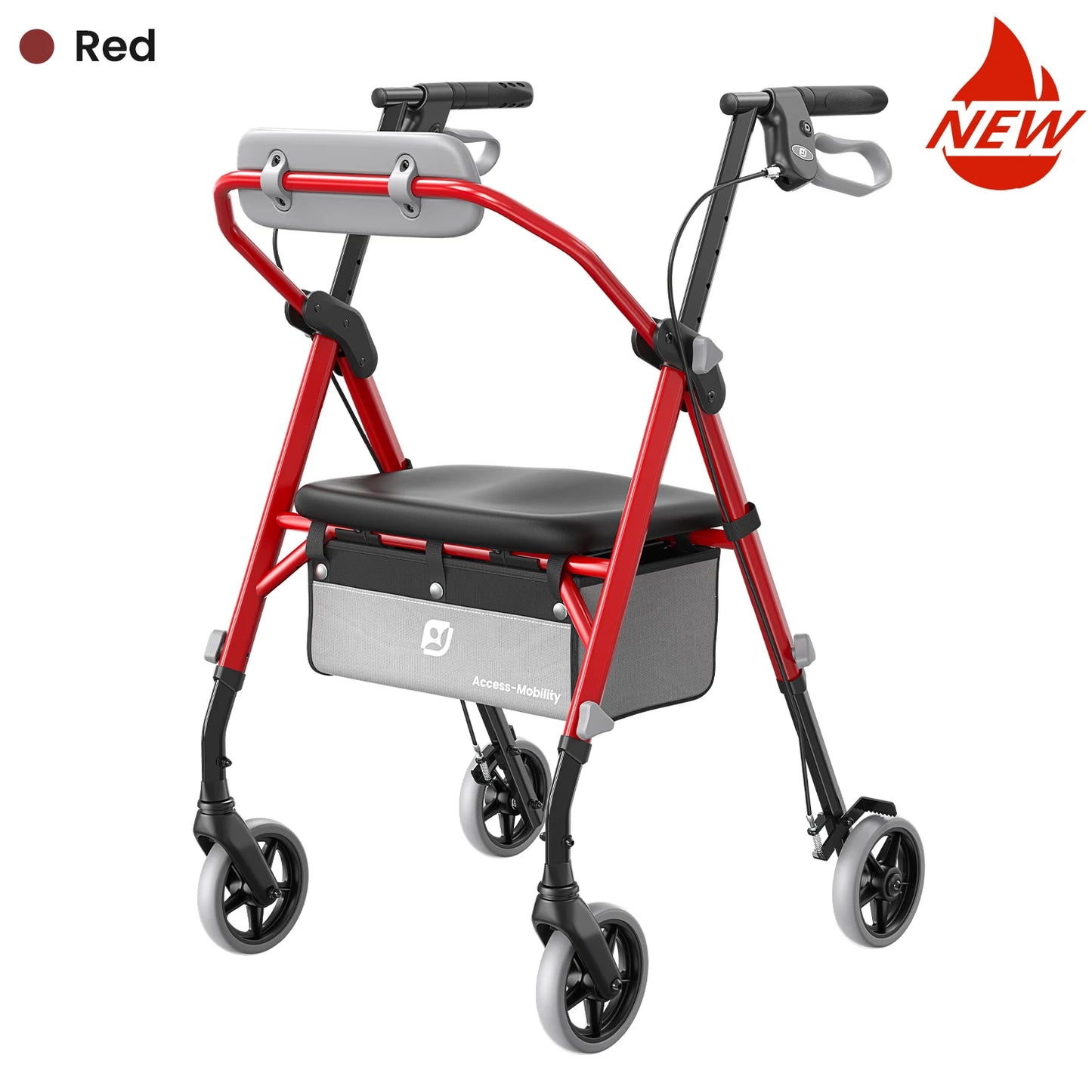 MAIDESITE Foldable 4 Wheel Rollator Walker With Seat All Terrain