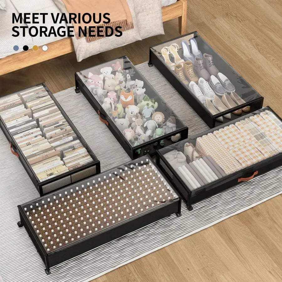 Underbed Storage Drawer 54L With Wheels For Dorms And Bedrooms