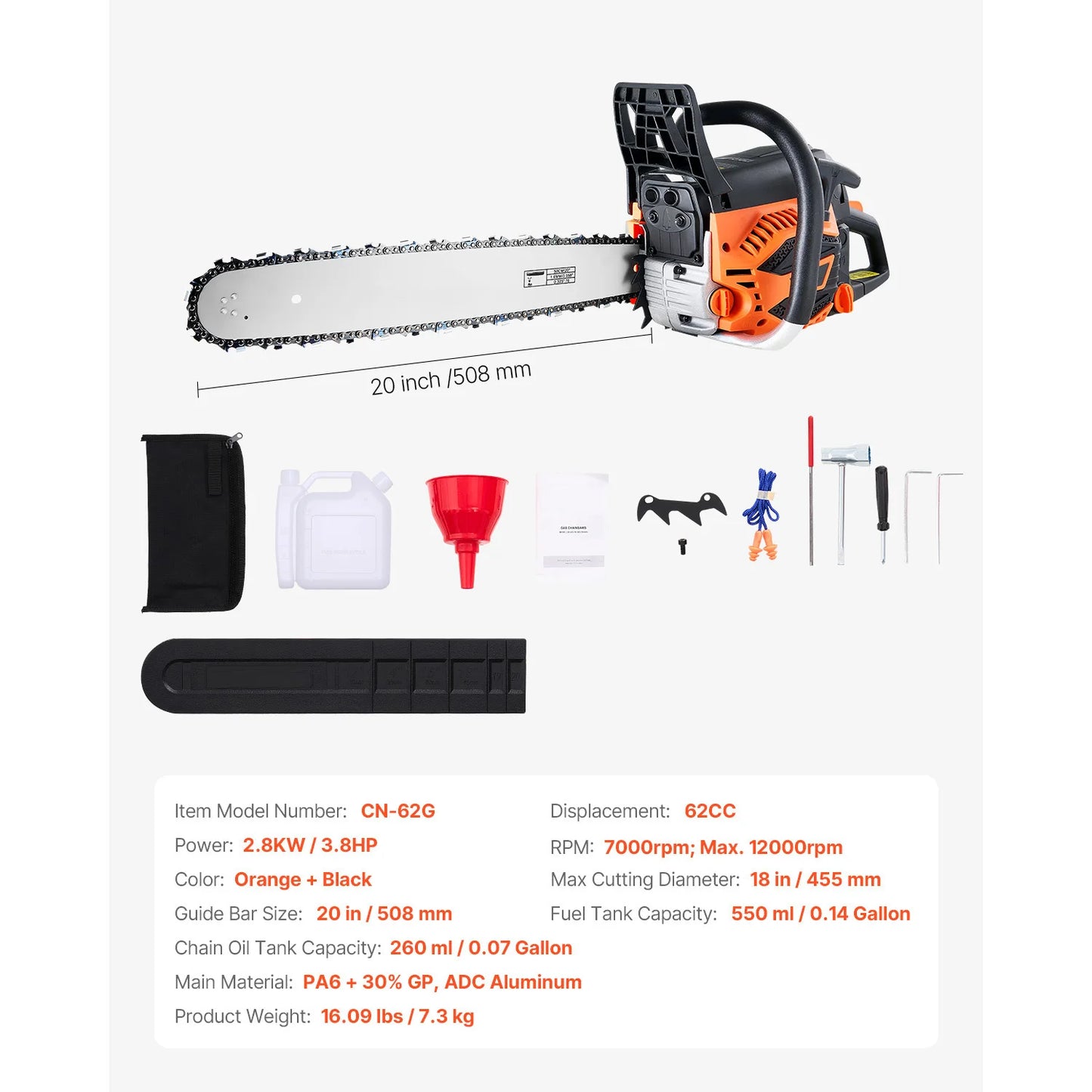 SucceBuy Gas Chainsaw Gasoline Powered Chainsaw For Tree Cutting