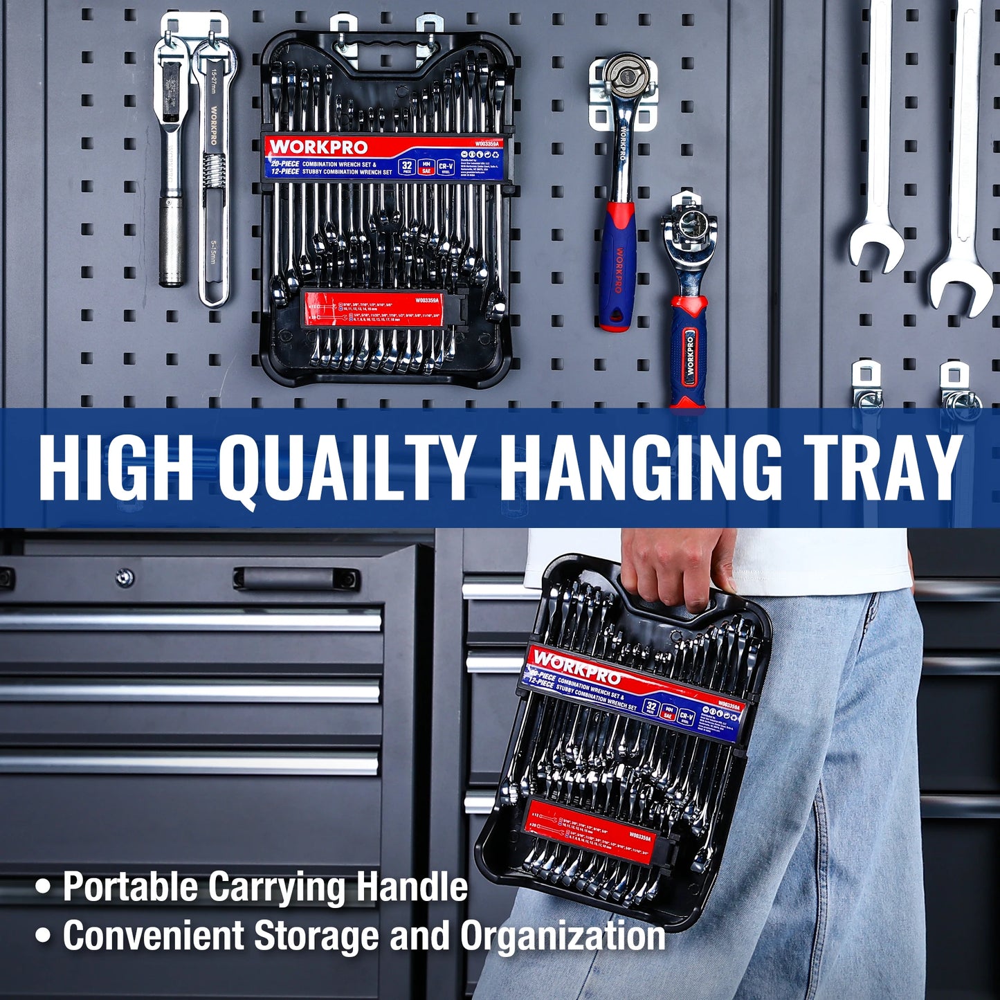 WORKPRO Wrenches Set SAE And Metric With Organizer Case