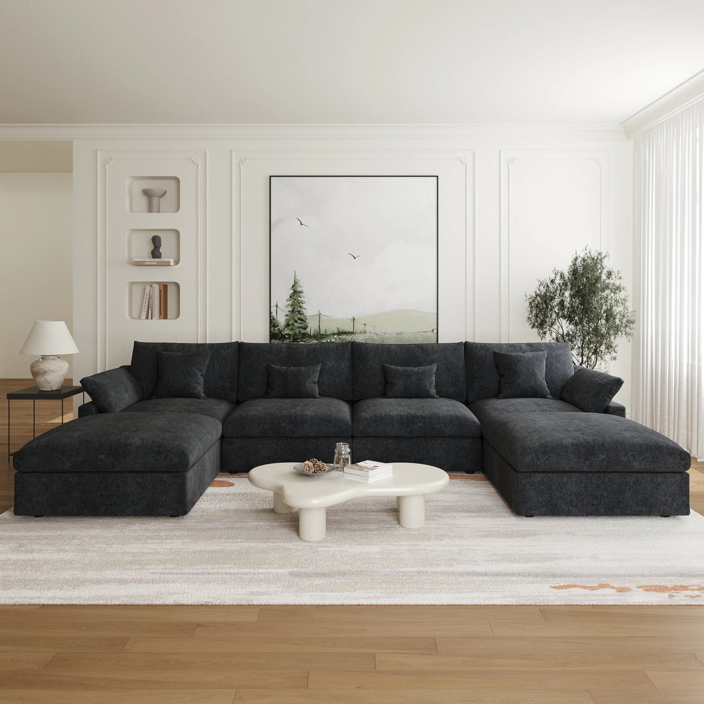 SdorensCN Modular Sectional Sofa U Shaped Couch With Ottoman