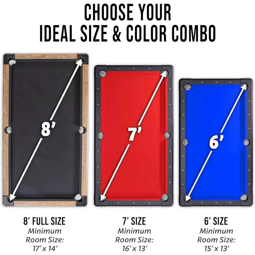 Portable Billiards Table Complete Set With Balls Cues Chalk Brush