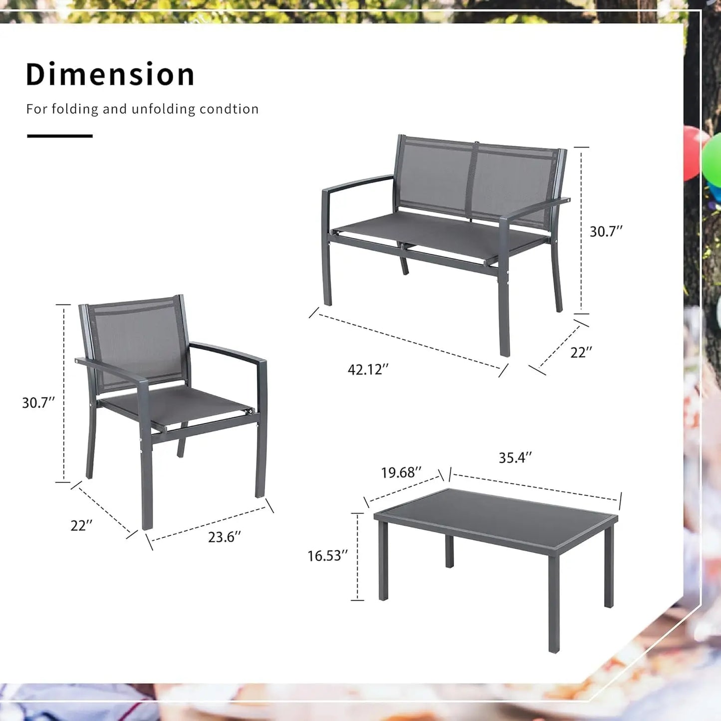Four-Piece Outdoor Patio Set With Glass Table Loveseat And Chairs