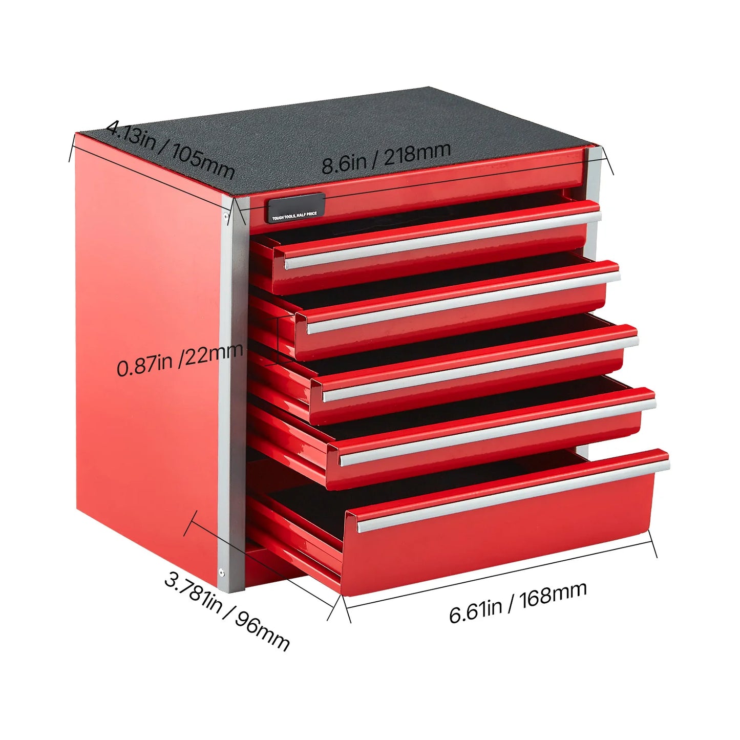 SucceBuy 5-Drawer 8.6in Metal Tool Box Red/Black Portable Small Tool Chest with PP Feet Pads for Garage Workshop Tools Storage