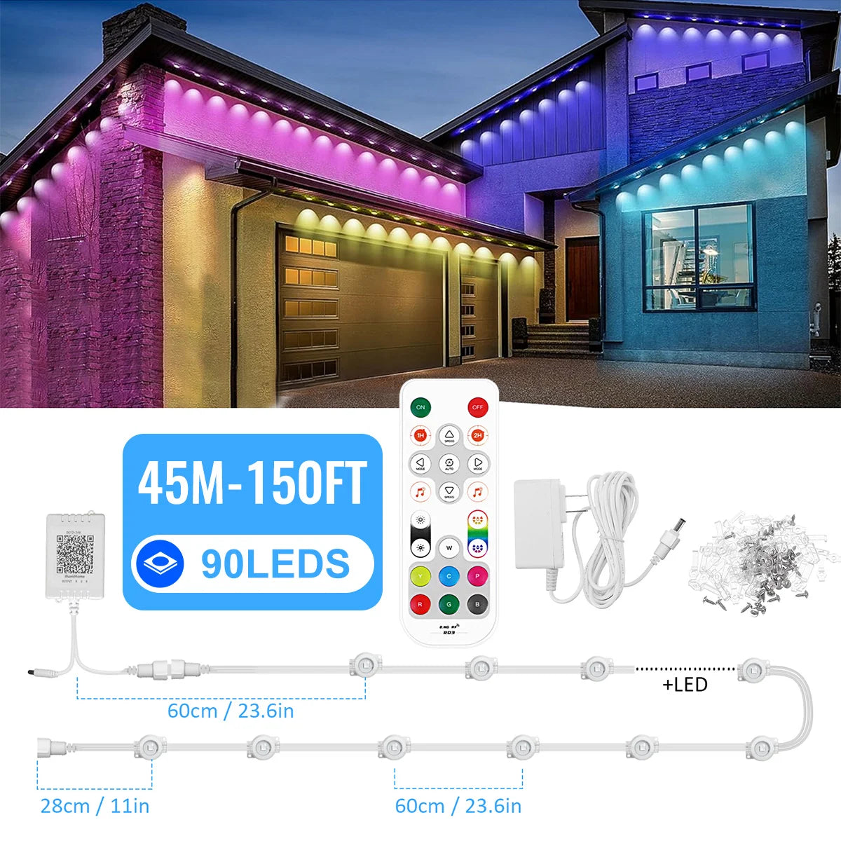 Aiopp Permanent Outdoor RGB Lights IP68 LED Eaves Festive