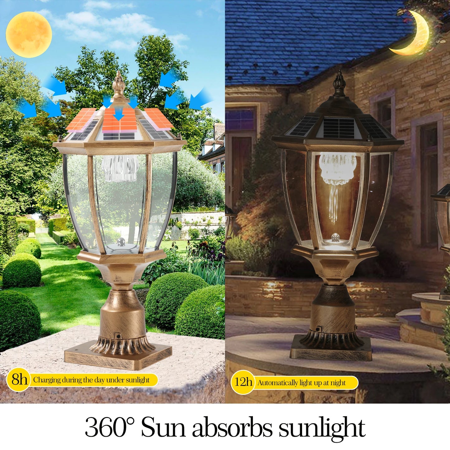 ARLGSITE Vintage Solar LED Post Light 2 Pack Outdoor Lamp