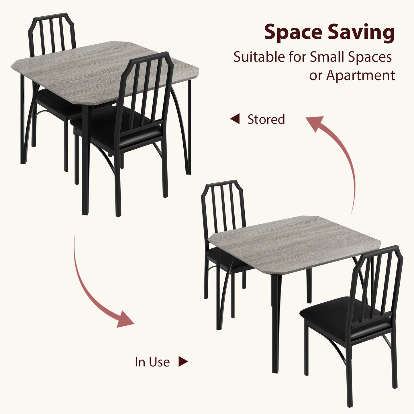 HiMISS Dining Table Set For 2 With Ultra PU Cushions