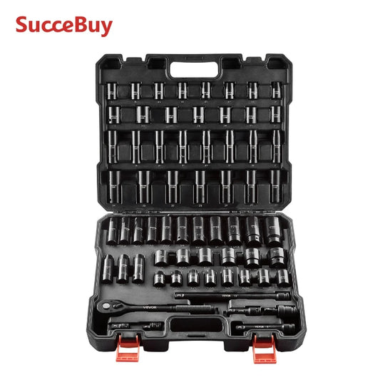 SucceBuy 65 Piece Drive Impact Socket Set CRV CrMo Alloy