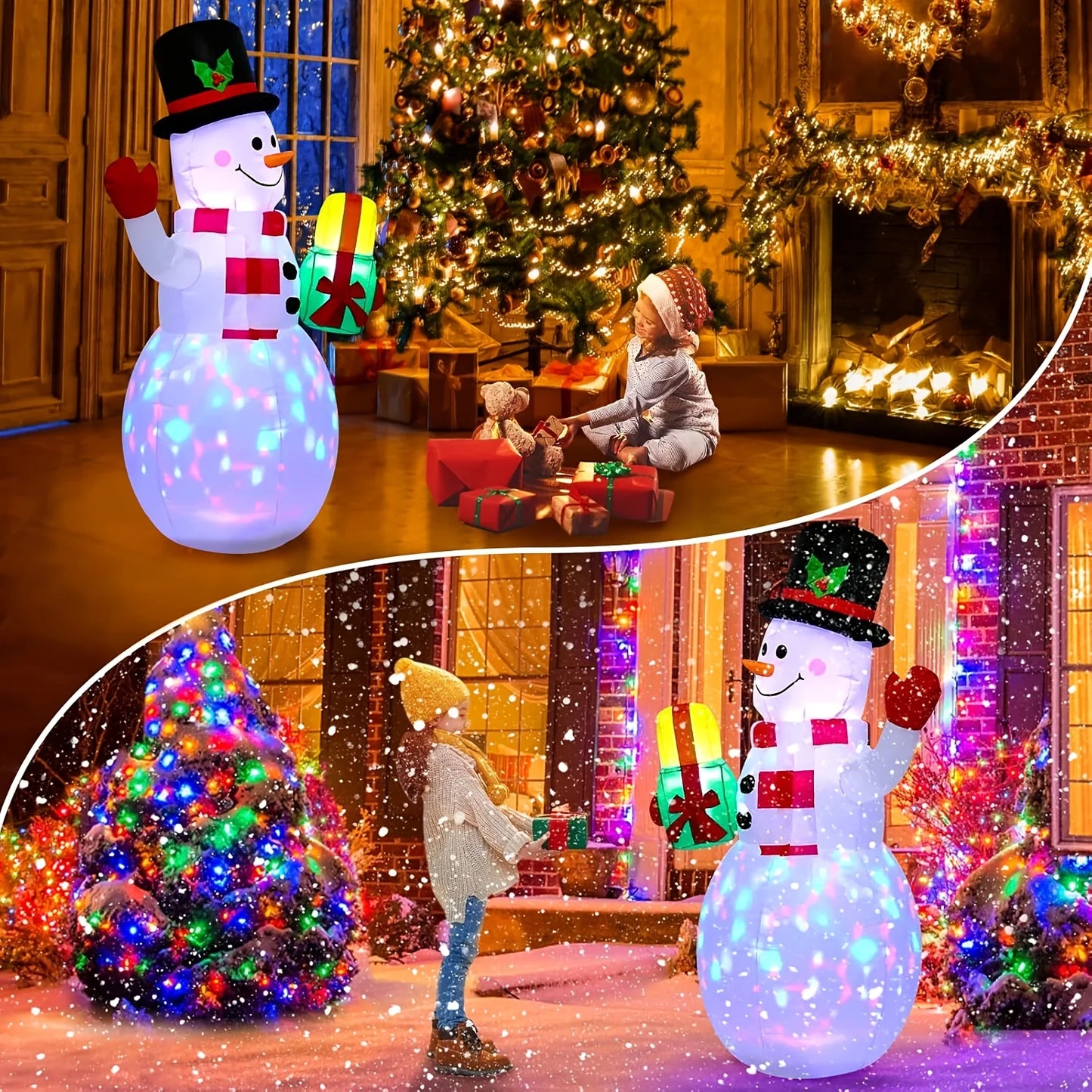 High-Concerned Inflatable LED Snowman Outdoor Decor for Garden Yard