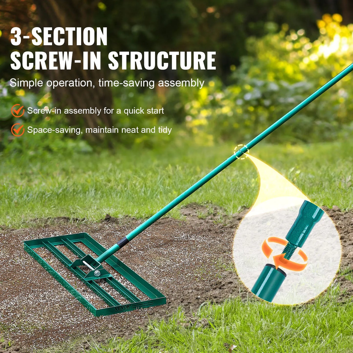 SucceBuy Lawn Leveling Rake Heavy Duty With Aluminum Ground Plate
