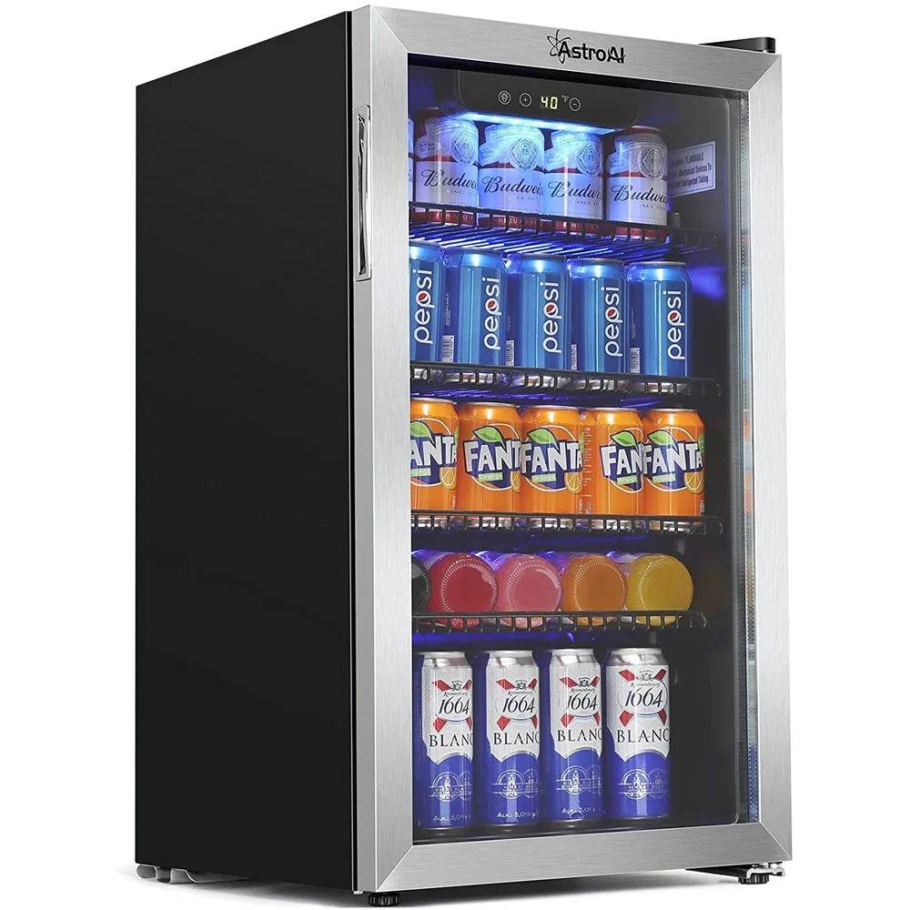 XMSJ Beverage Refrigerator Glass Door Mini Fridge with Temperature Control
