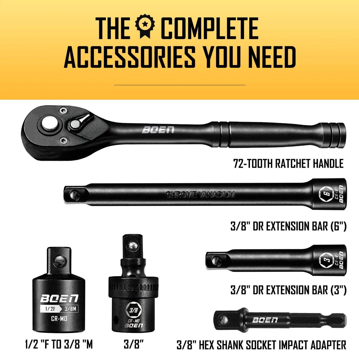 BOEN Socket Set 59Piece SAE and Metric with ETorx Sockets