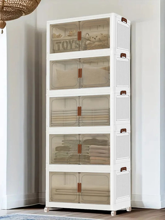 Hign-concerned 5 Layer Folding Storage Cabinet With Magnetic Doors