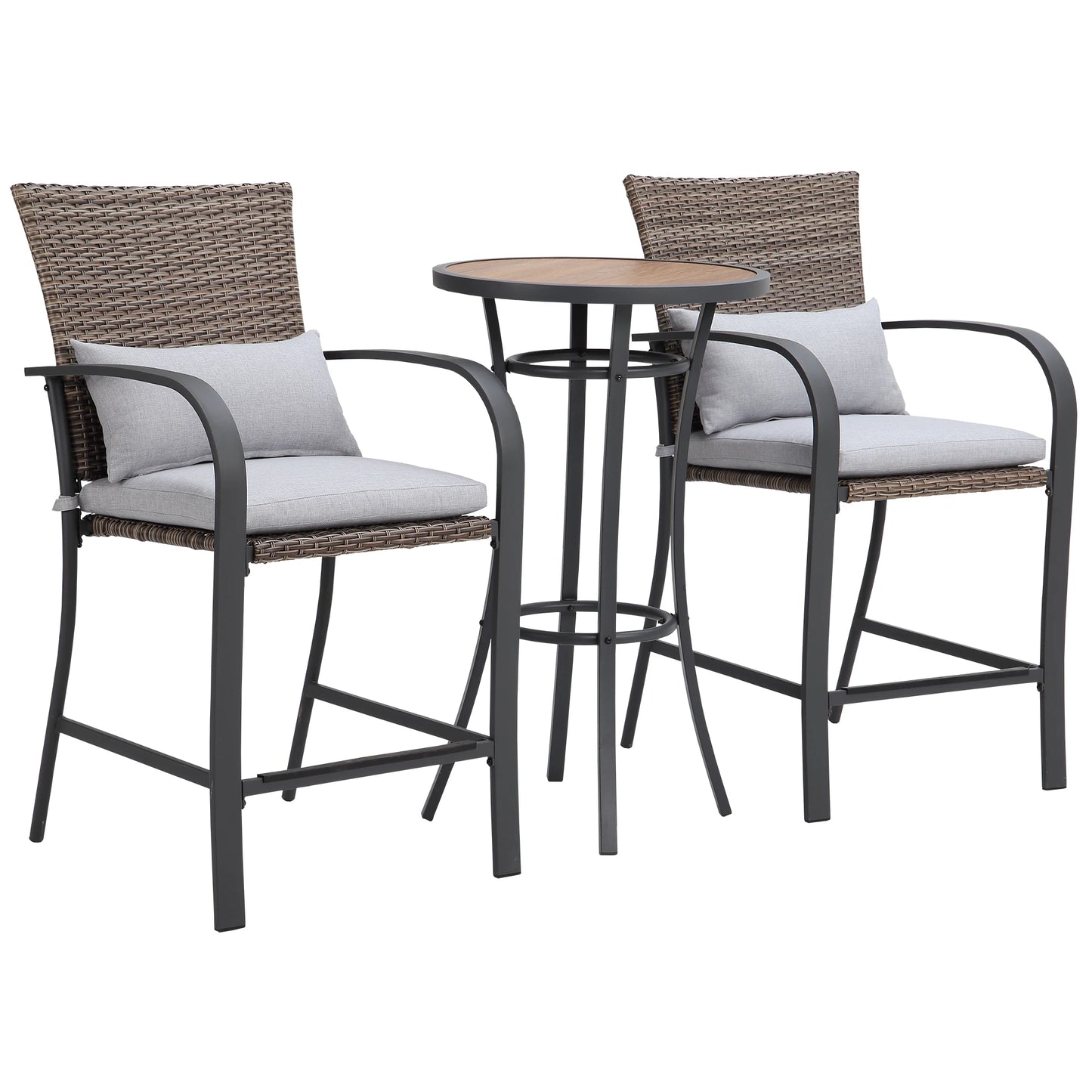 Naga Bahna 3pcs Outdoor Patio Bar Set With Soft Cushions