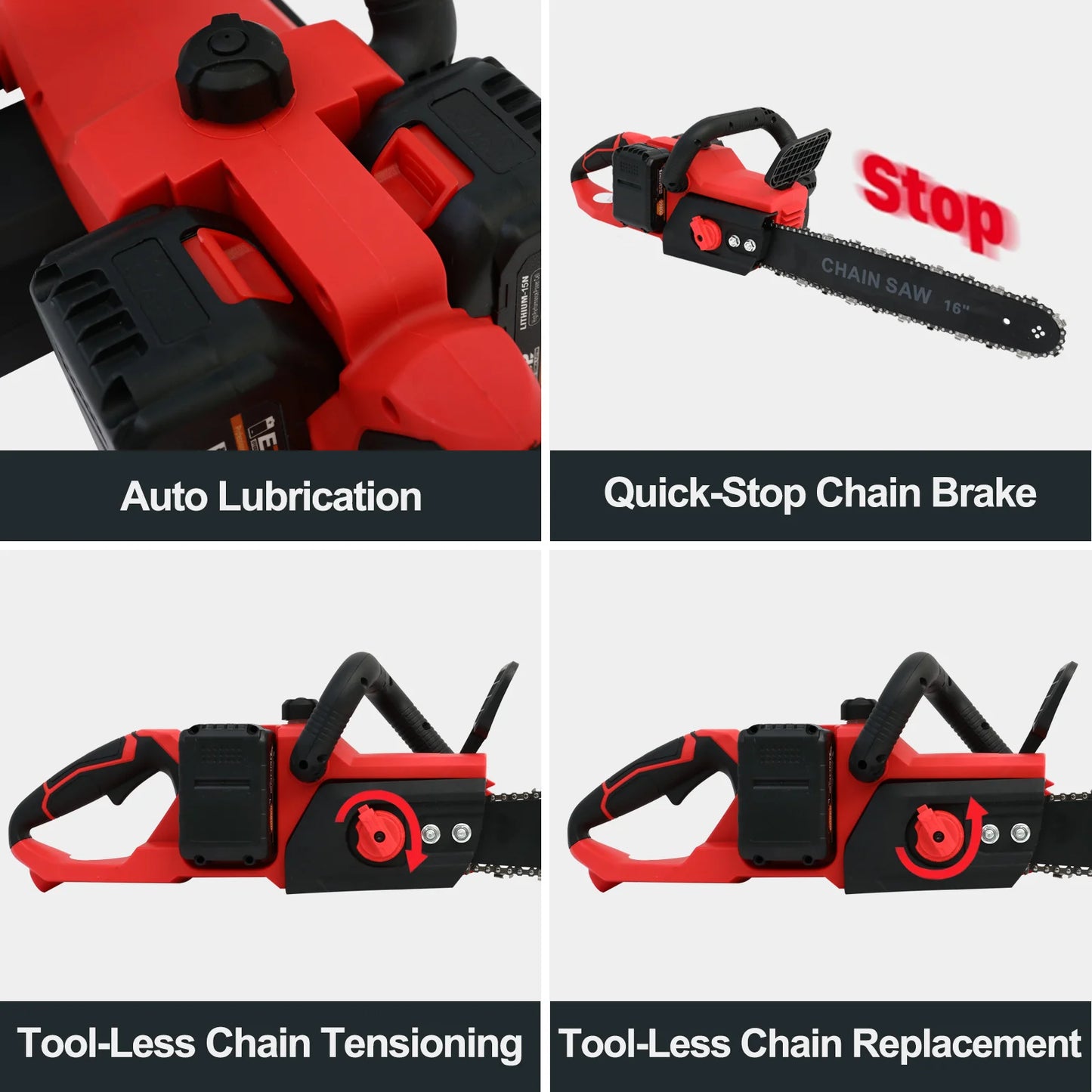 42V Cordless Brushless Chainsaw With Two Batteries And Chargers