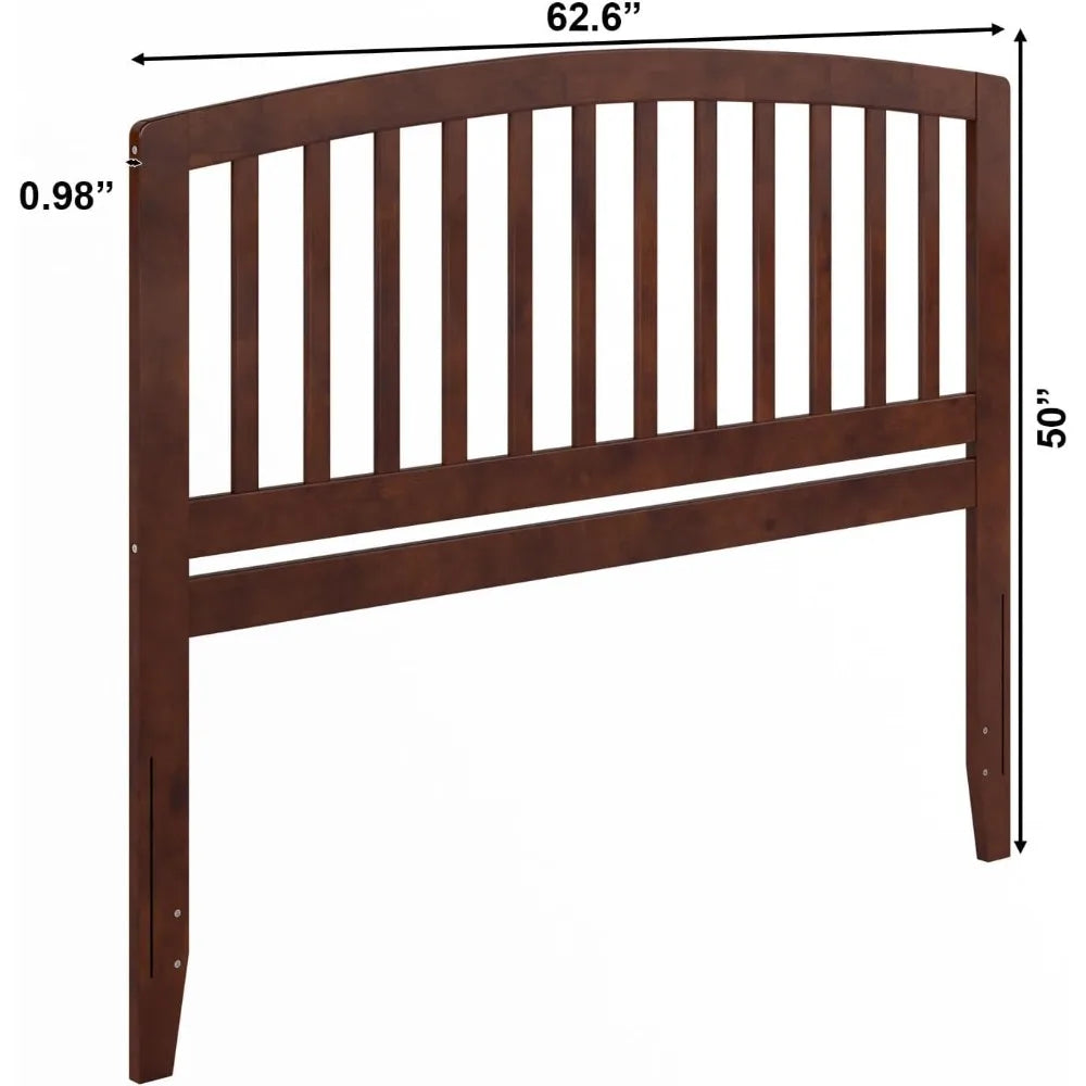 Walnut Headboard With Attachable Charger And Easy Assembly