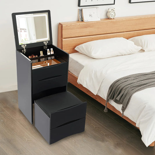 Hign-concerned Wooden Dresser With Led Lamp And 3 Drawers