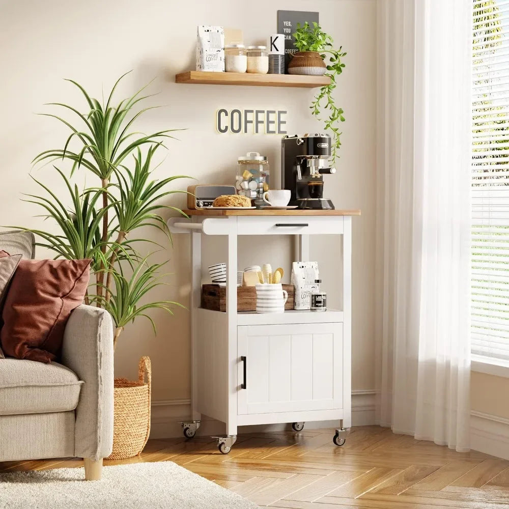 XMSJ Customizable Rolling Kitchen Island Cart With Drawer And Storage