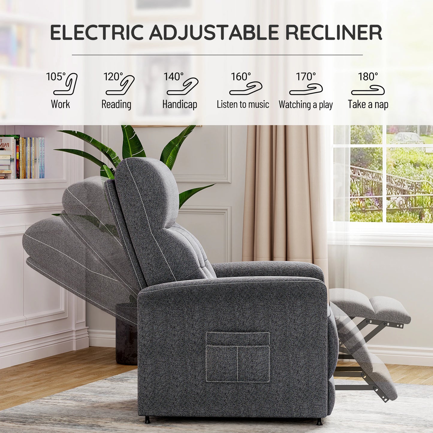 ZBOM Power Recliner Chair With Heated Massage And Adjustable Fabric