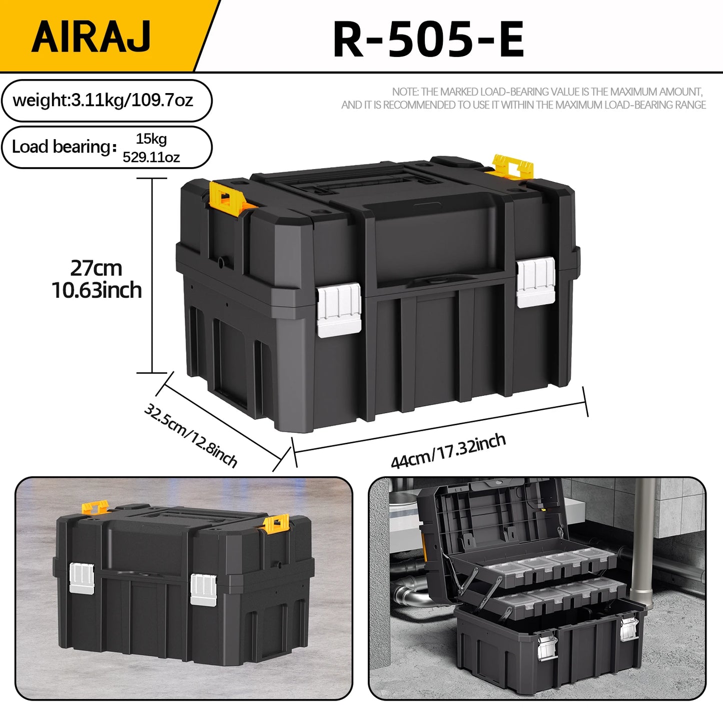 AIRAJ Stackable Tool Organizer Box With Drawer Storage