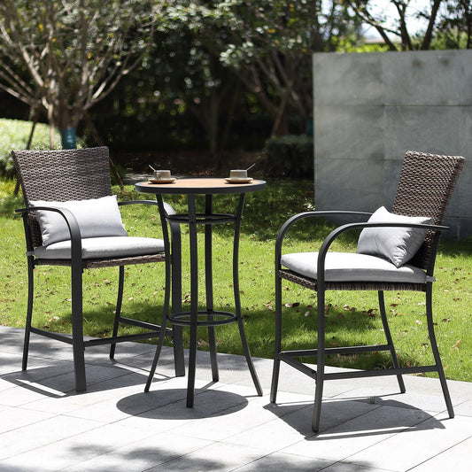 Naga Bahna 3pcs Outdoor Patio Bar Set With Soft Cushions