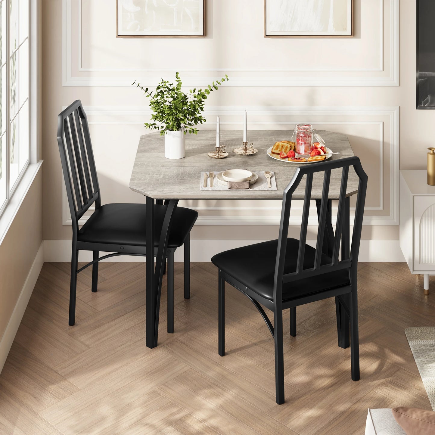 HiMISS Dining Table Set For 2 With Ultra PU Cushions