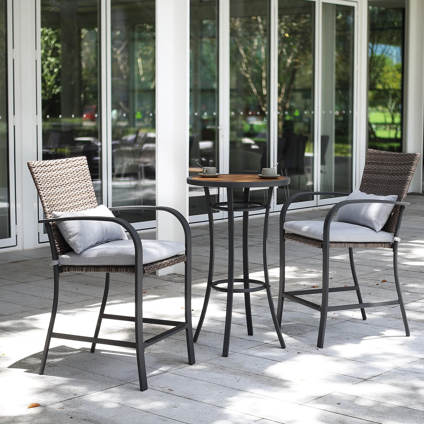 Naga Bahna 3pcs Outdoor Patio Bar Set With Soft Cushions