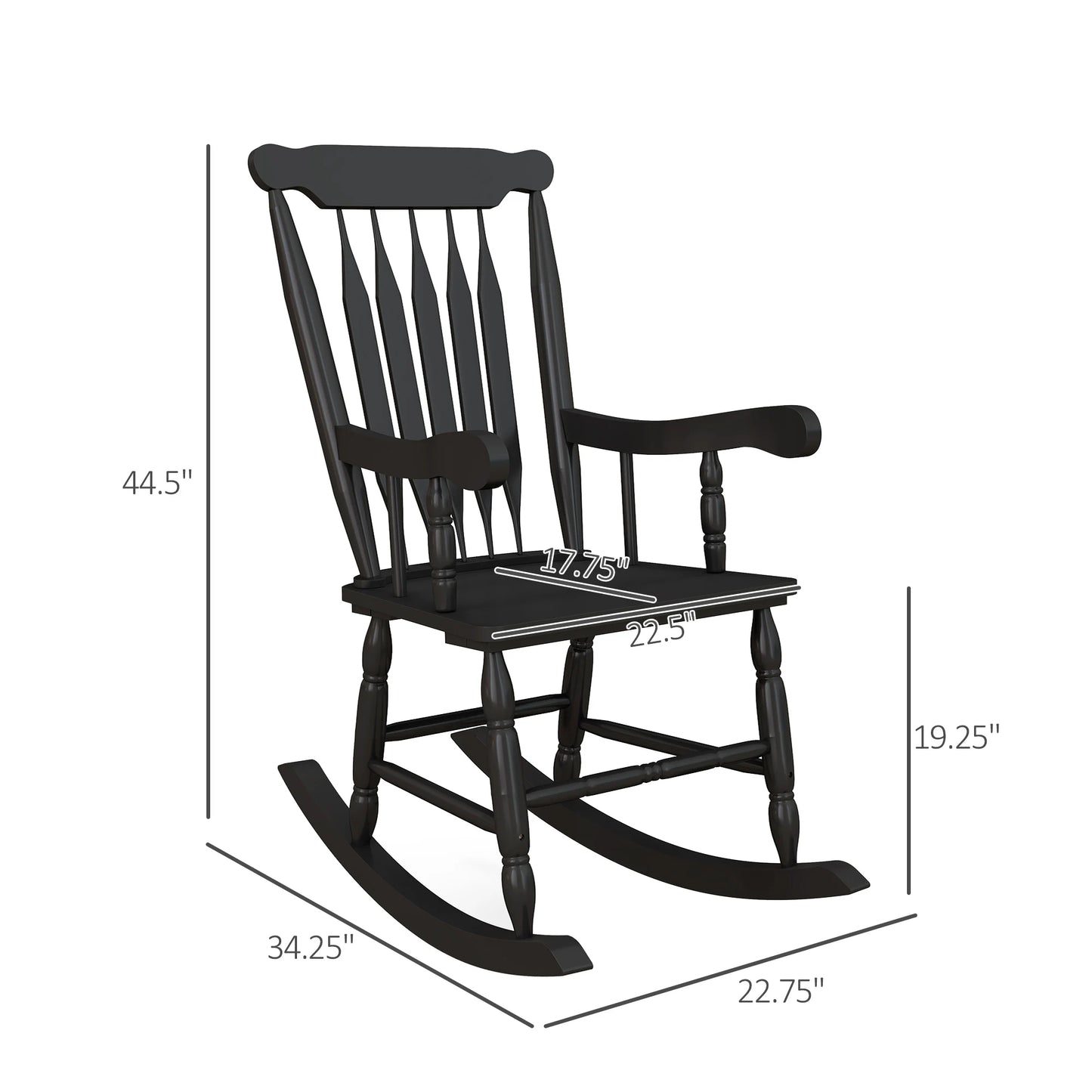 Outsunny Outdoor Wood Rocking Chair With High Back For Patio