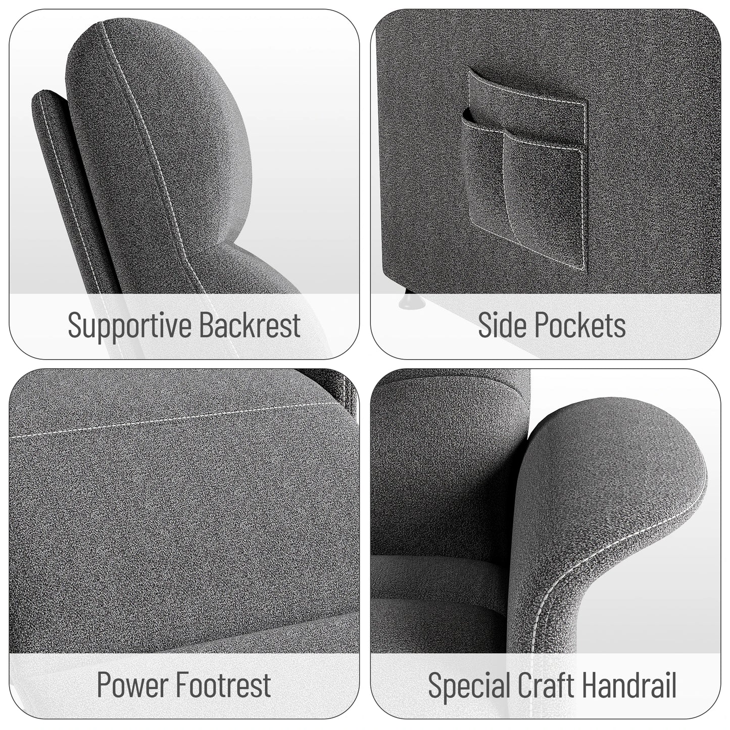 ZBOM Power Recliner Chair With Heated Massage And Adjustable Fabric