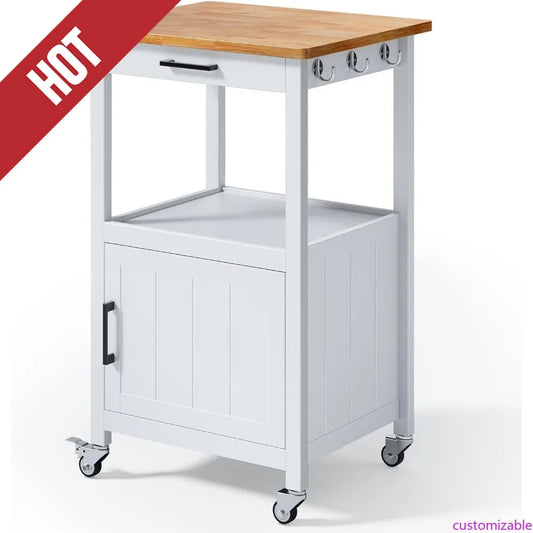 XMSJ Customizable Rolling Kitchen Island Cart With Drawer And Storage