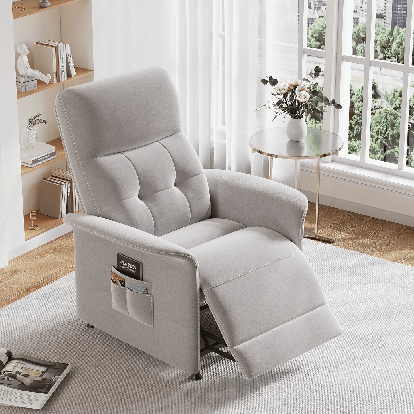 ZBOM Power Recliner Chair With Heated Massage And Adjustable Fabric